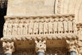 Row of saved souls going to heaven in Last Judgment scene carved to left of portal of St Trophime church. Arles, France.