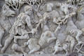 Detail of dear on carved hunting scene on Roman-era marble sarcophagus at Arles Antiquities Museum. Arles, France.