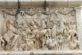 Wild boar hunting relief on south base of Roman Mausoleum at Glanum Ruins. Saint-Rémy-de-Provence, France.