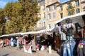 Market stalls on cours Mirabeau. Aix-en-Provence, France.