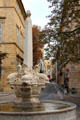 Fountain of four dolphins by Jean-Claude Rambot on Place des Quatre Dauphins. Aix-en-Provence, France.