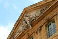 Pediment details of Post Office building on city hall square. Aix-en-Provence, France.