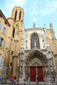 Bell tower & Gothic facade of St-Sauveur Cathedral. Aix-en-Provence, France.