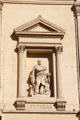 Explorer & navigator Pytheas (a Greek from Massalia who in 4thC BCE circumnavigated Britain & visited the Arctic) sculpted on facade of Palais de la Bourse. Marseille, France.