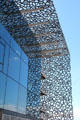 Grillwork overhang of facade of MuCEM museum. Marseille, France.