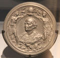 Medal marking 499th anniversary of voyage of Christopher Columbus issued for Chicago World's Fair at Museum of European and Mediterranean Civilisations. Marseille, France.