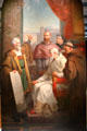 Architect Michelangelo presents Pope Paul III his plan for St Peters basilica in1546 painting by Antoine-Dominique Magaud at Museum of European and Mediterranean Civilisations. Marseille, France.