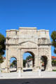 Triumphal arch of Orange from reign of Augustus commemorates establishment of Pax Romana. Orange, France.