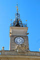 Clock & bell tower atop Orange city hall. Orange, France.