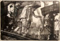 Unloading barge cargo by hand lithograph by Frank Brangwyn at Orange museum of art & history. Orange, France.