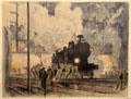 Rail station lithograph by Frank Brangwyn at Orange museum of art & history. Orange, France.