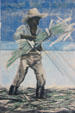 Mural of sugar cane cutter. St François, Guadeloupe.