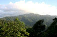 View of mountain ranges of Basse-Terre, a rugged volcanic island. Guadeloupe.