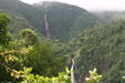 Double level Carbet waterfall on La Soufrière volcano. Guadeloupe.