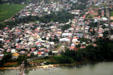 Town on north coast of Basse-Terre island seen from air. Guadeloupe.