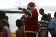 Père Noël with kids. Guadeloupe.