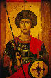 St George Icon from 14th century at Byzantine Museum, Athens. Greece.