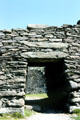 Close-up view of entrance passage to ancient Staigue Stone Fort. Ireland.