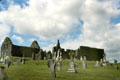Irish high crosses & church ruins at Clonmacnoise. Ireland.
