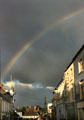 Rainbow at end of street in Portlaoise. Ireland.