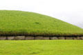 Carved Neolithic stones encircling main passage grave at Knowth. Ireland.