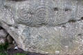 Megalithic carving of spirals & crosshatches at Newgrange. Ireland.
