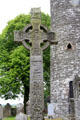 West high cross used by early monks to teach biblical stories at Monasterboice near round tower. Ireland.