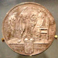 Silver William III medal marks Ireland Reunited at Battle of the Boyne museum. Ireland.
