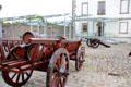 Gunpowder wagon & canon in courtyard at Battle of the Boyne museum. Ireland.