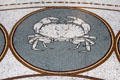 Entrance hall mosaic floor for star sign of crab at National Museum of Ireland Archaeology. Dublin, Ireland.