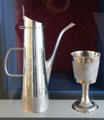 Silver coffee pot by Brian Clarke of Dublin & goblet by Francis Girard of Dublin at National Museum Decorative Arts & History. Dublin, Ireland