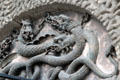 Carved chained dragons over entrance of Kilmainham Gaol. Dublin, Ireland.