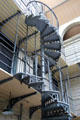 Main hall spiral staircase at Kilmainham Gaol. Dublin, Ireland