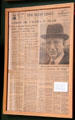Irish Times newspaper headlines death of Eamon de Valera at Little Museum of Dublin. Dublin, Ireland.