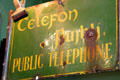 Public telephone sign at Little Museum of Dublin. Dublin, Ireland.
