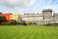 State Apartments & Record Tower over Dubblinn Gardens at Dublin Castle. Dublin, Ireland.