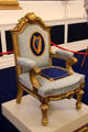 Ireland's Presidential inauguration chair first used as a royal throne by Queen Victoria in St Patrick's Hall at Dublin Castle. Dublin, Ireland.
