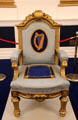 Ireland's Presidential inauguration chair first used as a royal throne by Queen Victoria in St Patrick's Hall at Dublin Castle. Dublin, Ireland.
