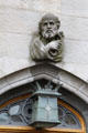 Sculpted St Peter & lamp over entrance to Chapel Royal at Dublin Castle. Dublin, Ireland.