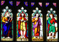 Evangelists stained glass window in Chapel Royal at Dublin Castle. Dublin, Ireland.