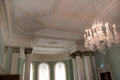Ball room ceiling & neoclassical columns at Rathfarnham Castle. Dublin, Ireland.