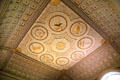 Gilt room ceiling painting with symbols of Greek gods by James 'Athenian' Stuart at Rathfarnham Castle. Dublin, Ireland.