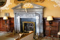 Grey marble Doric-style drawing room fireplace at Russborough House. Ireland.
