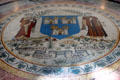Mosaic tile floor city seal at Dublin City Hall. Dublin, Ireland.