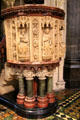 Pulpit with carvings of Evangelists at Christ Church Cathedral. Dublin, Ireland.