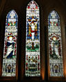 Crucifixion stained glass windows in St Peter's chapel at St Patrick's Cathedral. Dublin, Ireland.