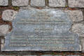 Dedication plaque at Famine Monument near Irish Emigration Museum. Dublin, Ireland.