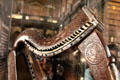 Detail of oldest known harp in Ireland at Old Trinity Library. Dublin, Ireland.
