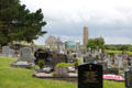 Modern section of cemetery & temple at Clonmacnoise. Ireland.