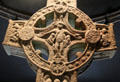 Crucifixion carving on cross of Scriptures at Clonmacnoise museum. Ireland.